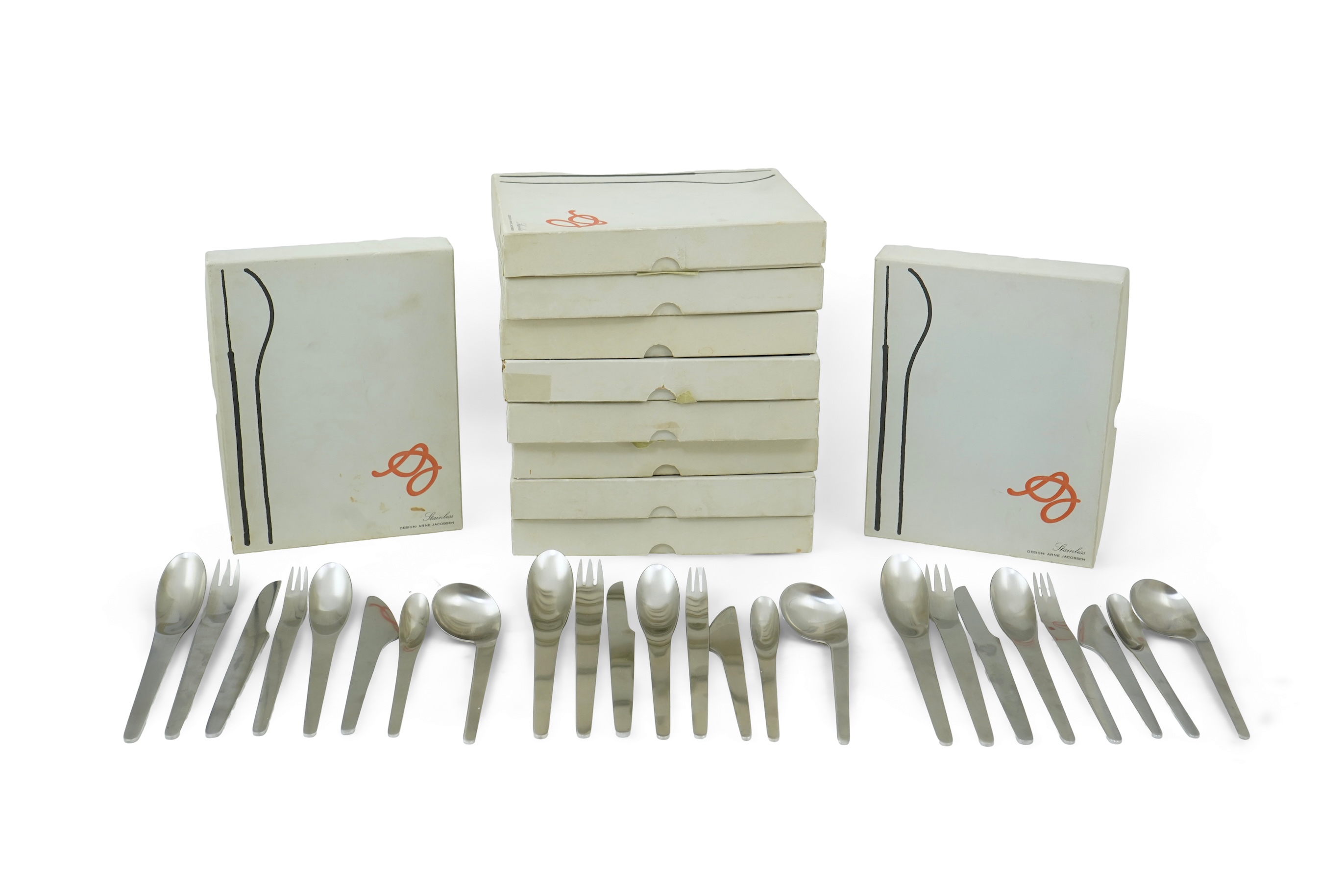 Arne Jacobsen (Danish, 1902-1971) for Anton Michelson: A canteen of 'model 660' stainless steel cutlery